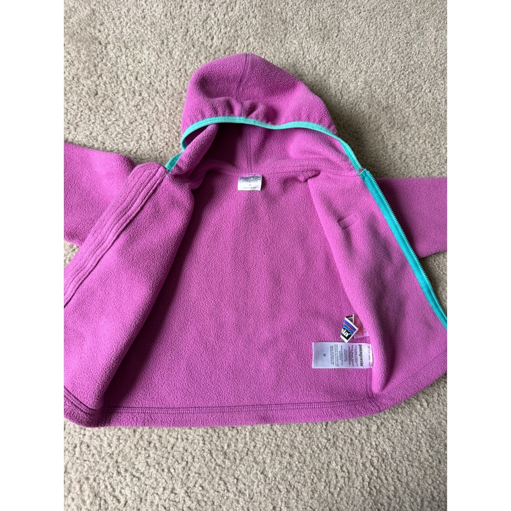 Patagonia Kids Synchilla Full Zip Fleece Hoodie Magenta Purple Teal Trim 2T - Picture 4 of 7